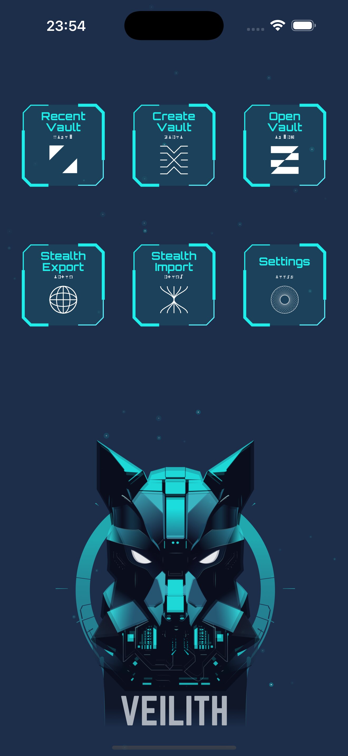 Veilith app screenshot - Vault selection